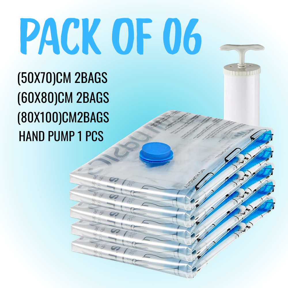 Vacuum Storage Bags with Hand Pump β Save Space & Protect Clothes