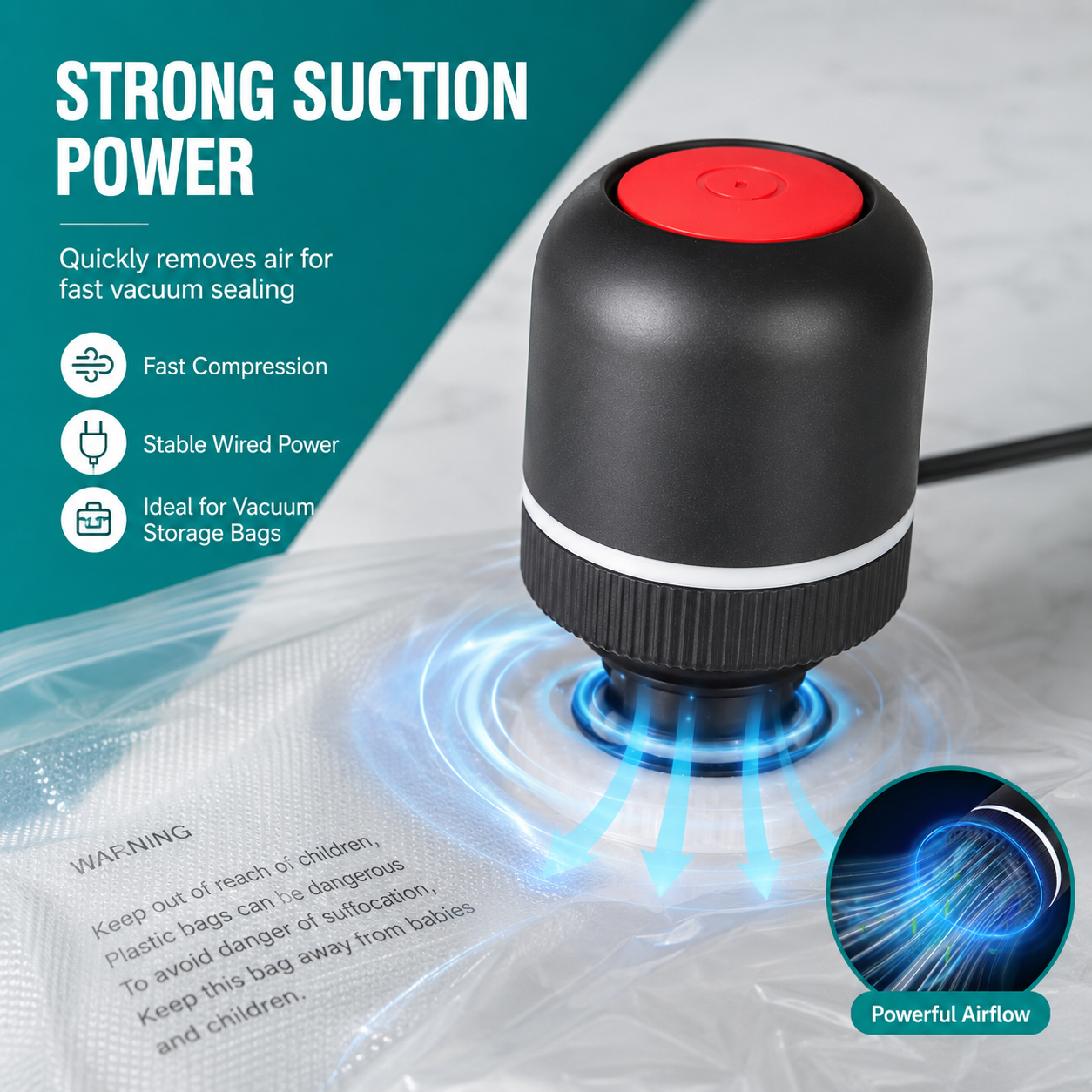 Electric Vacuum Pump for Storage Bags
