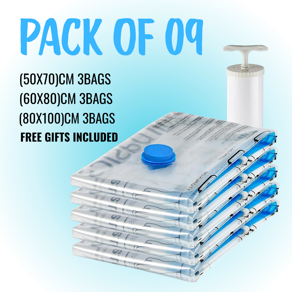 Vacuum Storage Bags with Hand Pump – Save Space & Protect Clothes