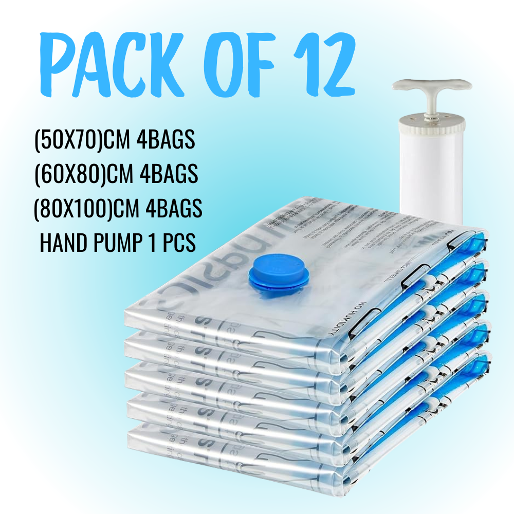 Vacuum Storage Bags with Hand Pump – Save Space & Protect Clothes