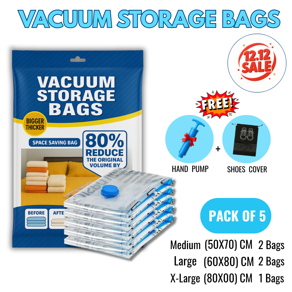 Vacuum Storage Bags with Hand Pump – Save Space & Protect Clothes