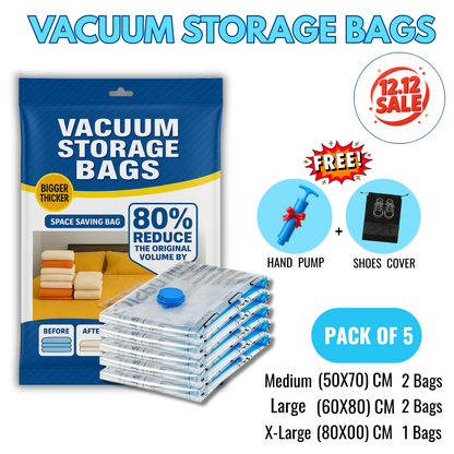 Vacuum Storage Bags with Hand Pump – Save Space & Protect Clothes